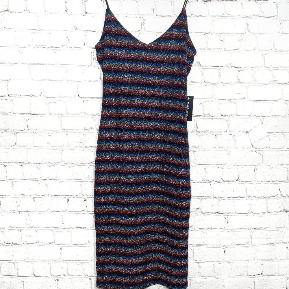Mind Code Women's Body Con Metallic Dress Large